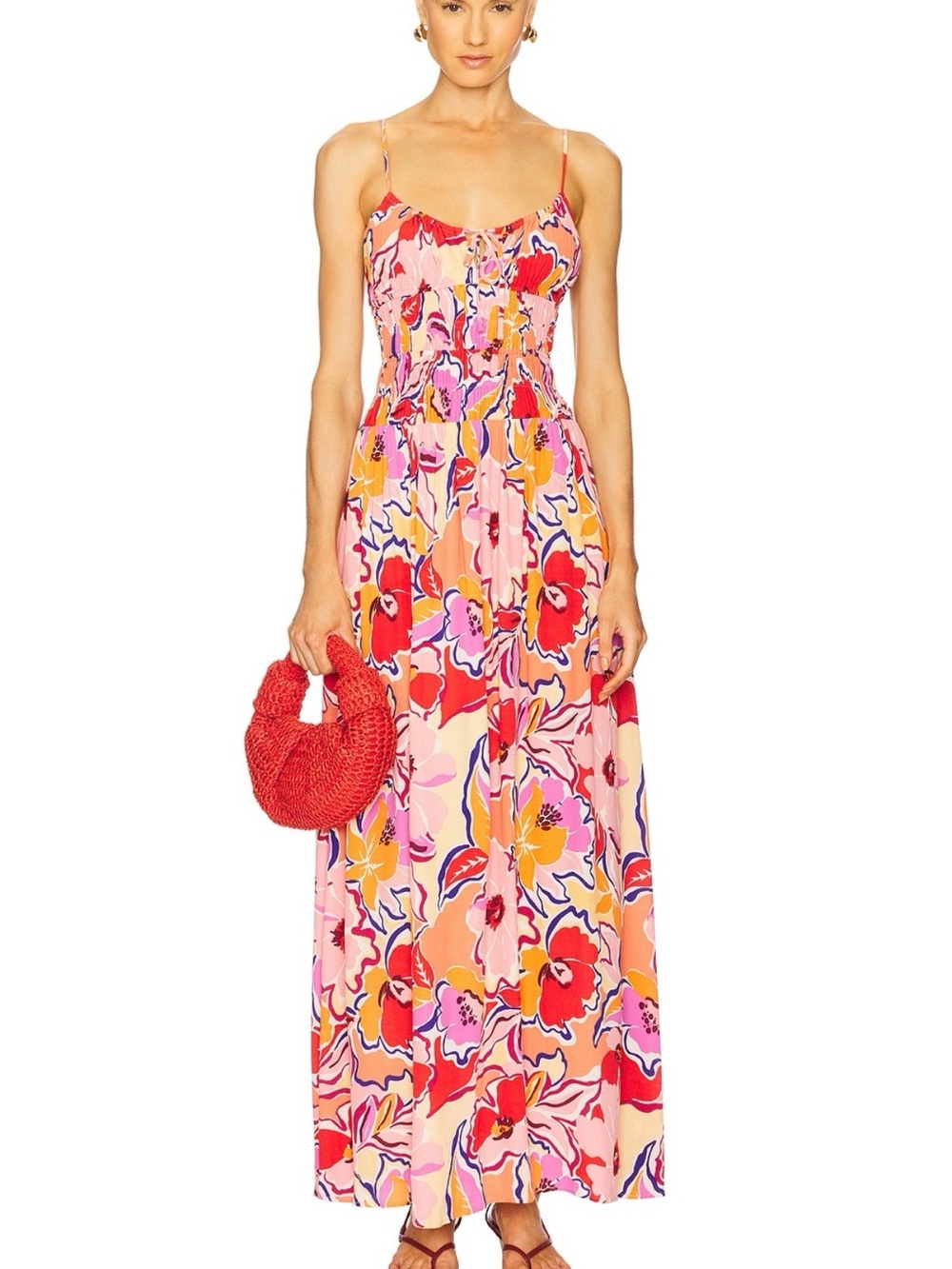 L*Space Pink & Coral Print Tala Maxi Dress